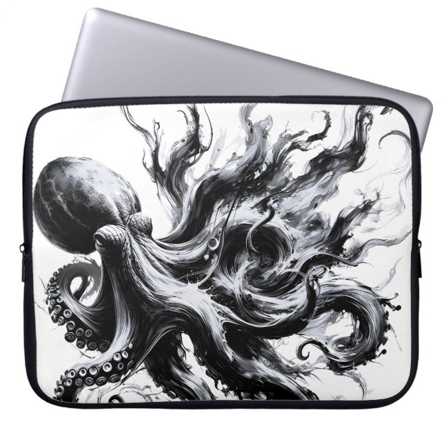 Abstrakt bläckfluid åttaarmad bläckfisk Kraken Laptop Fodral (Framsidan)