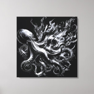 Abstrakt bläckfluid åttaarmad kraken canvastryck