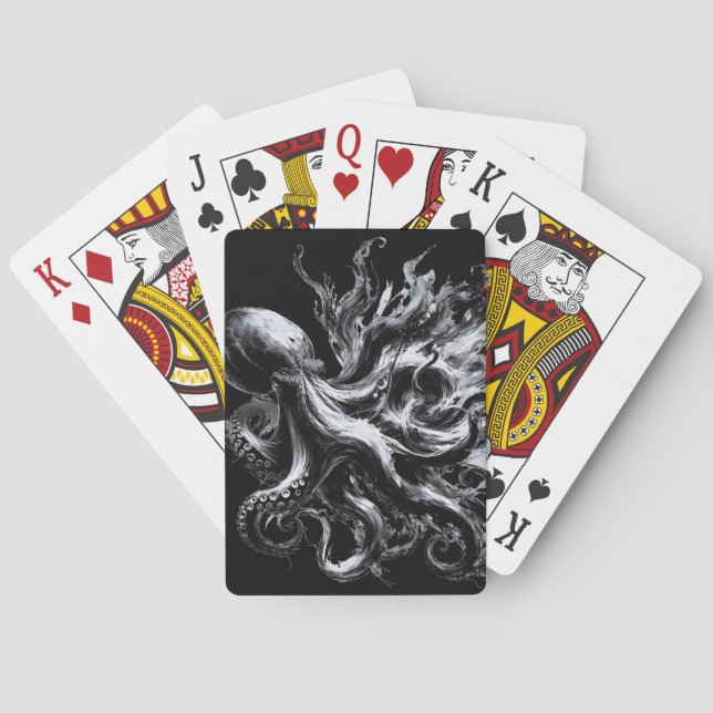 Abstrakt bläckfluid åttaarmad krakens casinokort (Baksidan)