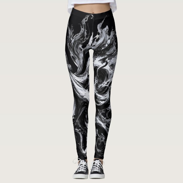 Abstrakt bläckfluid bläckfisk Kraken Leggings (Framsida)