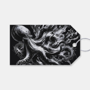 Abstrakt bläckfluidum bläckfisk Kraken Presentetikett