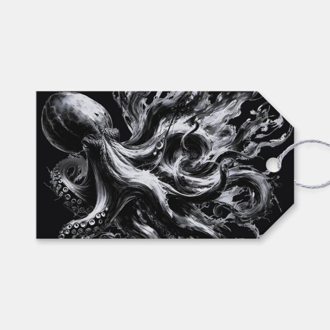 Abstrakt bläckfluidum bläckfisk Kraken Presentetikett (Framsidan (Horisontell))