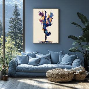 Abstrakt bläckkonst gymnast – Modern rörelsekonst Poster