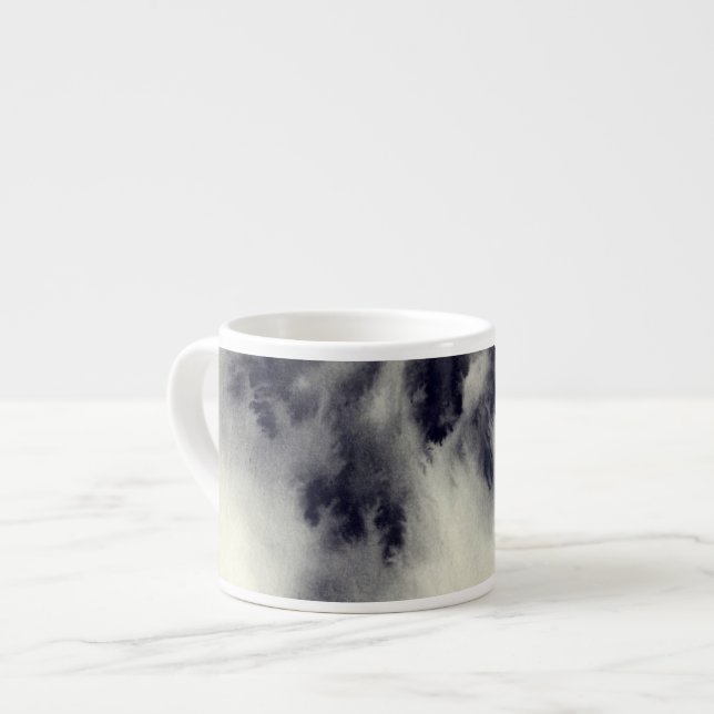 Abstrakt bläckmålning på grungepapperstextur espressomugg (Framsida vänster)