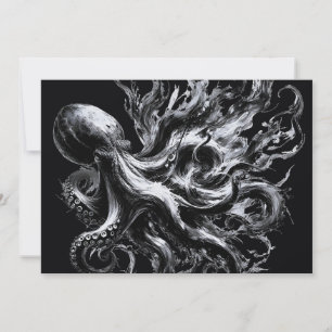 Abstrakt bläckvätska bläckfisk Kraken Julkort