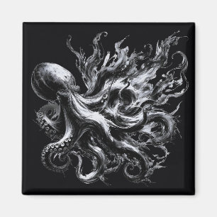 Abstrakt bläckvätska Bläckfisk Kraken Magnet
