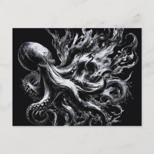 Abstrakt bläckvätska Octopus Kraken Helg Vykort