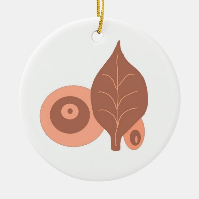 Abstrakt blad-design julgransprydnad keramik (Framsidan)