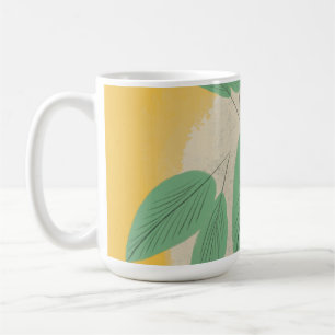 Abstrakt blad grönska gul illustration kaffemugg