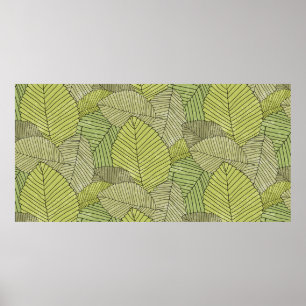 Abstrakt blad mönster färglös poster
