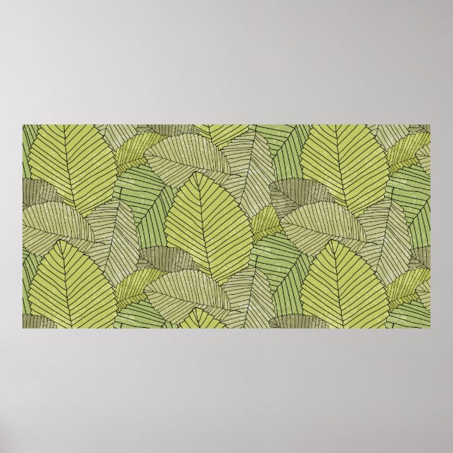 Abstrakt blad mönster färglös poster (Framsidan)