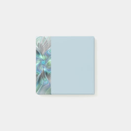 Abstrakt blågrön fjäril fantasy fraktal konst post-it block