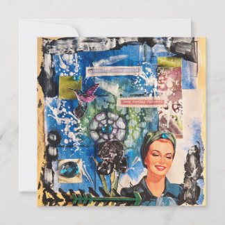 Abstrakt blandteknisk kollage anteckningskort