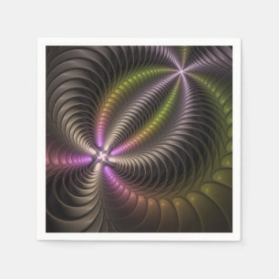 Abstrakt Blank Glänsande Färgglad 3D Fraktal Konst Pappersservett