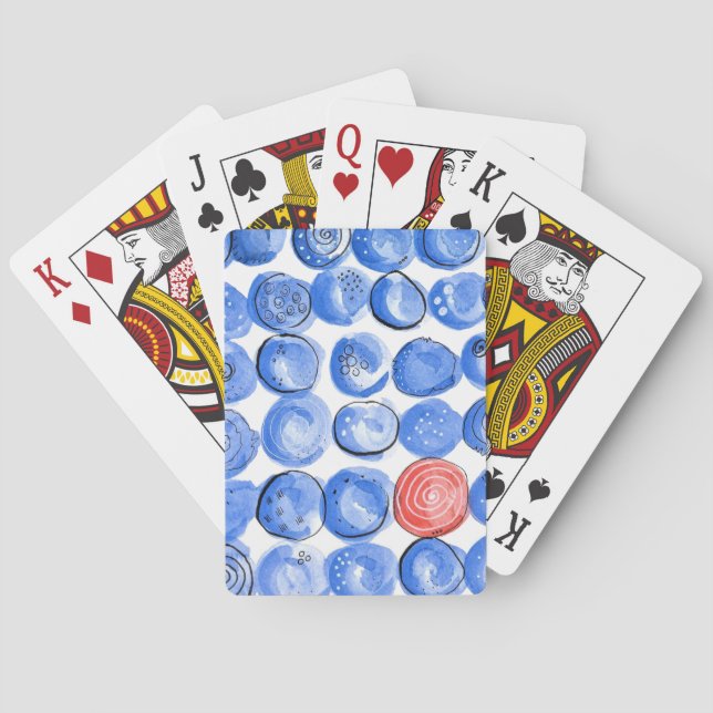 Abstrakt Blåpunkter för vattenfärg Casinokort (Baksidan)
