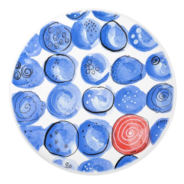 Abstrakt Blåpunkter för vattenfärg Knopp (Framsidan)