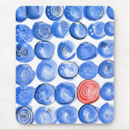 Abstrakt Blåpunkter för vattenfärg Musmatta