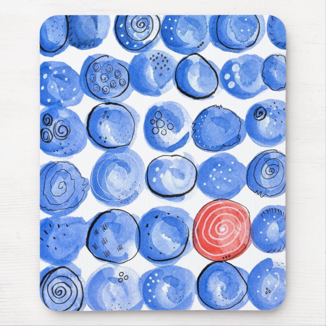 Abstrakt Blåpunkter för vattenfärg Musmatta (Framsidan)