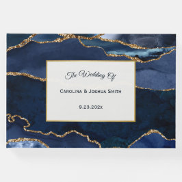 Abstrakt Blått agate-vattenfärg Gästböcker