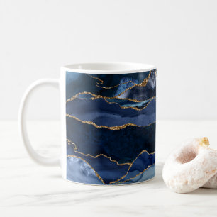 Abstrakt Blått agate-vattenfärg Kaffemugg