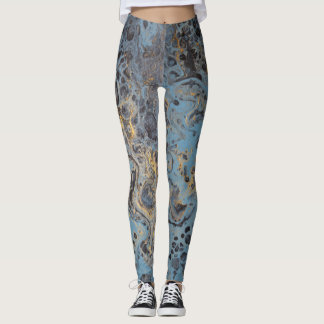 Abstrakt blått & guld- damasker leggings