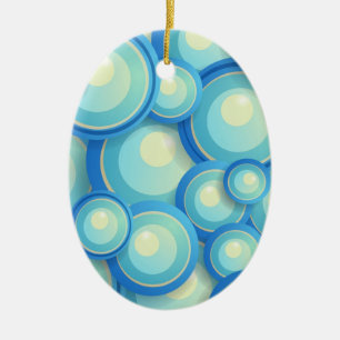 Abstrakt blått i grönt julgransprydnad keramik