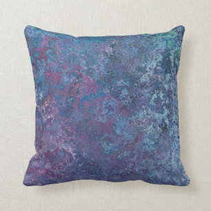 Abstrakt blått och purpurfärgad färgrik design kudde