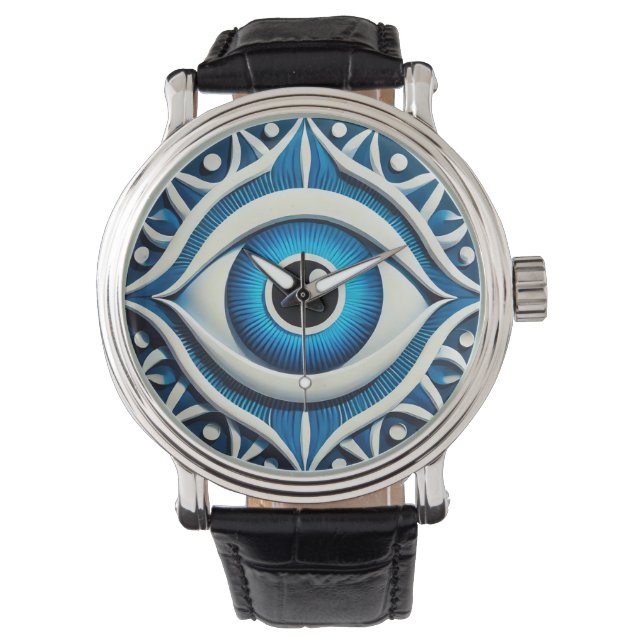 Abstrakt Blått Onda Ögatsymbol Armbandsur (Framsida)