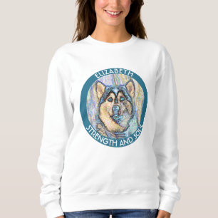Abstrakt blått synad Husky den härliga hunden T Shirt