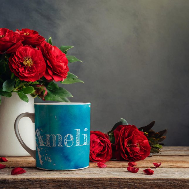 Abstrakt blått vattenfärgskaffe mönster mugg (Skapare uppladdad)