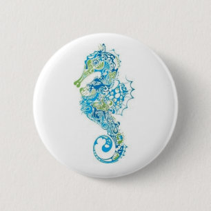 Abstrakt blåttSeahorse Knapp