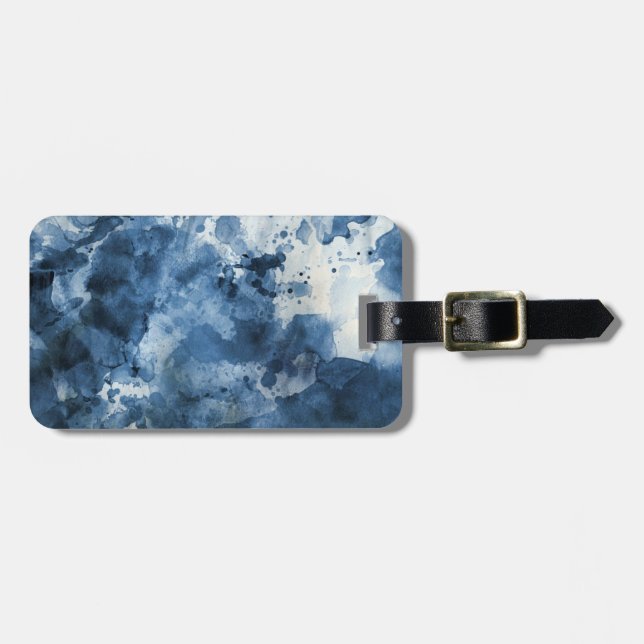 Abstrakt blåttvattenfärgbakgrund bagagebricka (Horisontell Framsida)