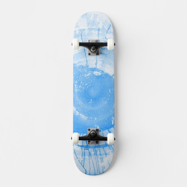 Abstrakt blåttvattenfärgbakgrund, textur skateboard bräda 21,5 cm (Framsida)