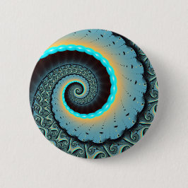 Abstrakt Blåturkos Orange Fractal Art Spiral Knapp