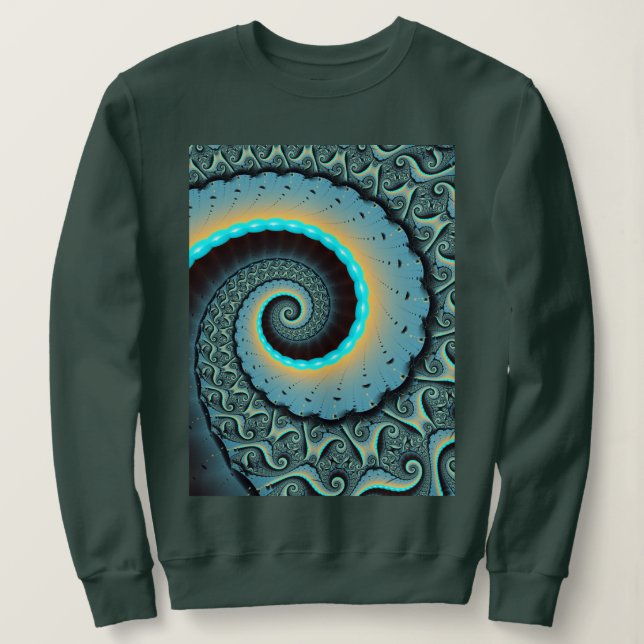 Abstrakt Blåturkos Orange Fractal Art Spiral T Shirt (Design framsida)