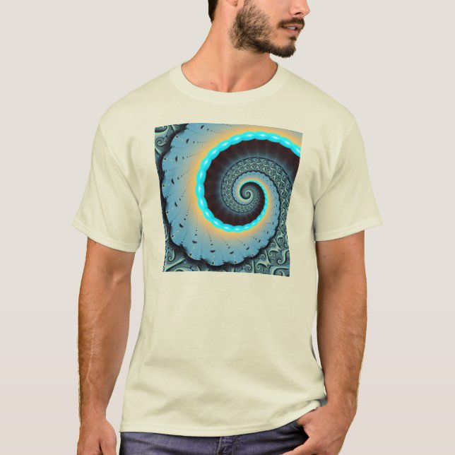 Abstrakt Blåturkos Orange Fractal Art Spiral T Shirt (Framsida)