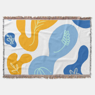 Abstrakt Blobs Blue Gult Throw Blanket Blanket Filt