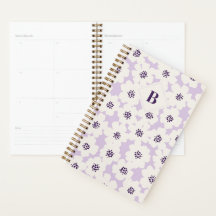 Abstrakt Blocky Blommigt Lavender Monogram
