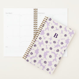 Abstrakt Blocky Blommigt Lavender Monogram