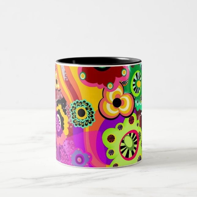 Abstrakt blom- Bakelite Två-Tonad Mugg (Center)