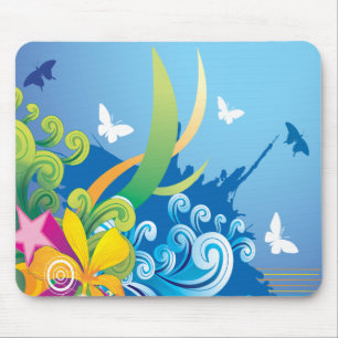 Abstrakt blom- fjäril Mousepad Musmatta