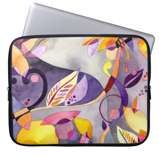 Abstrakt blom- konst 15" laptop sleeve (Framsidan)