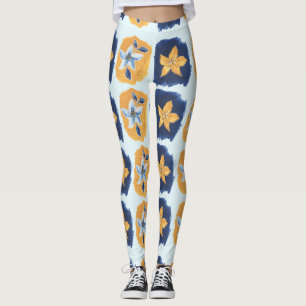 Abstrakt blom-mönster leggings
