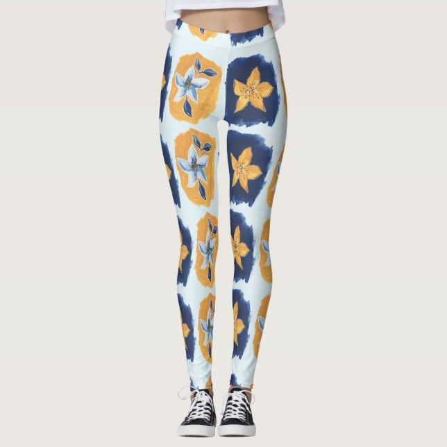 Abstrakt blom-mönster leggings (Framsida)