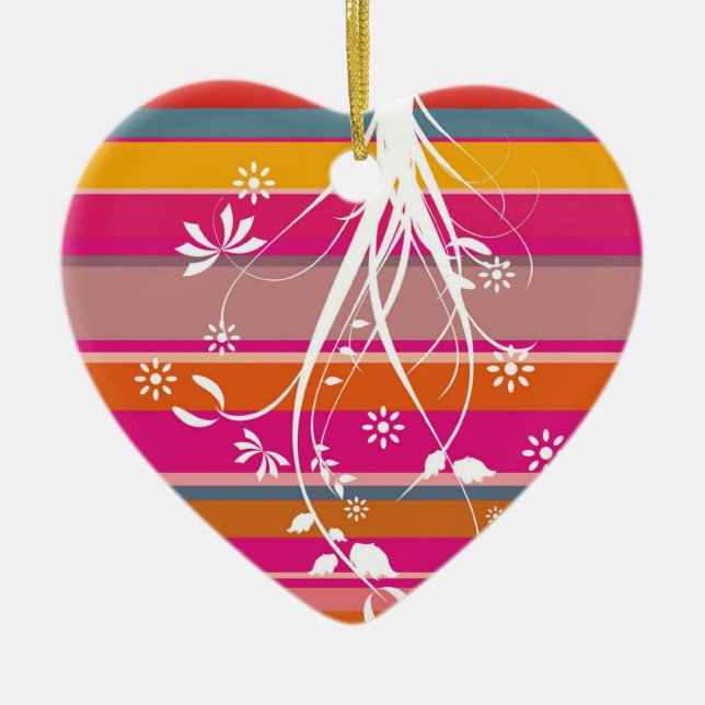 Abstrakt blom- prydnad julgransprydnad keramik (Framsidan)