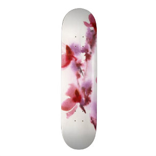 Abstrakt blom- vattenfärgmålningar 3 skateboard bräda 21,5 cm