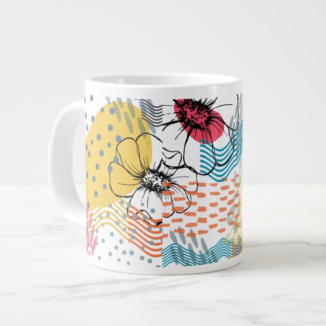 Abstrakt blomdesigned kaffemugg jumbo mugg (Framsida vänster)