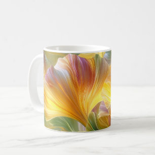 Abstrakt blomkonst med gula kronblad kaffemugg