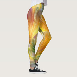 Abstrakt blomkonst med gula kronblad leggings