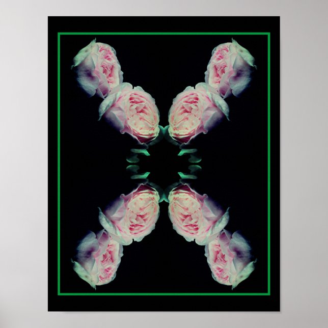 Abstrakt blomkonst med rosa rosor par poster (Framsidan)